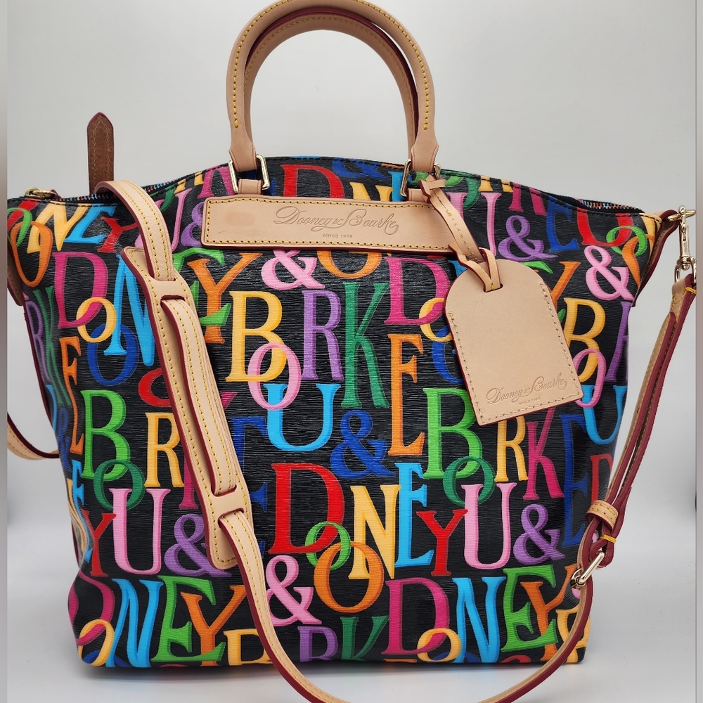 Dooney & Bourke Retro Grafica Vanessa Florentine Vacchetta Leather Tote Shoulder